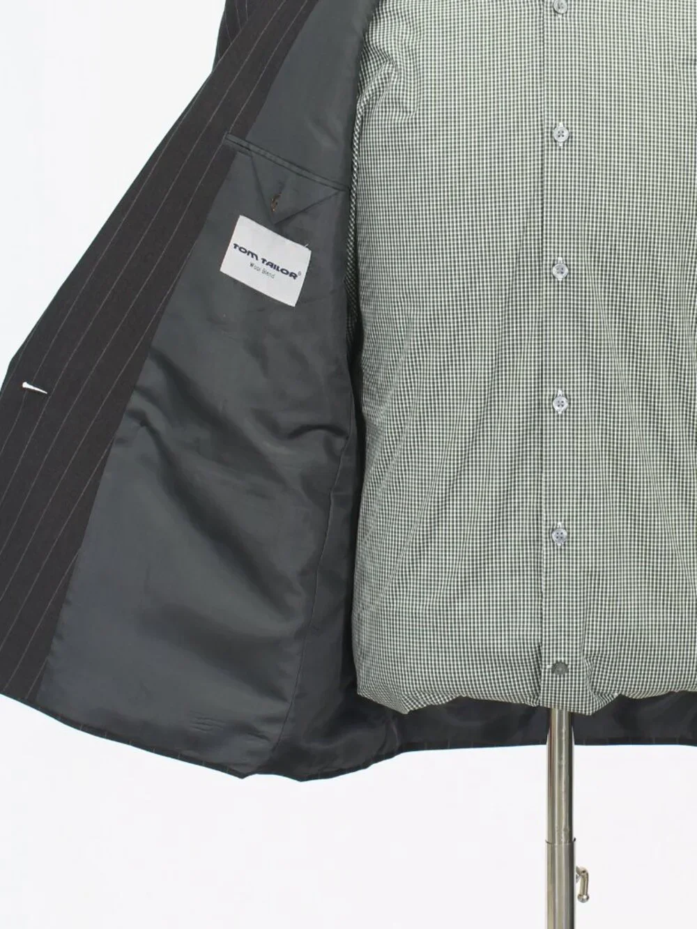 Tom Tailor 38S 32x30 Brown Full Suit Double-Breasted Stripe R963